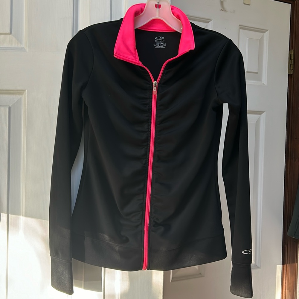 Champion Joggers Jacket Duo-Dry. Black/Pink. Lightweight. Girls XL/TG (14-16).